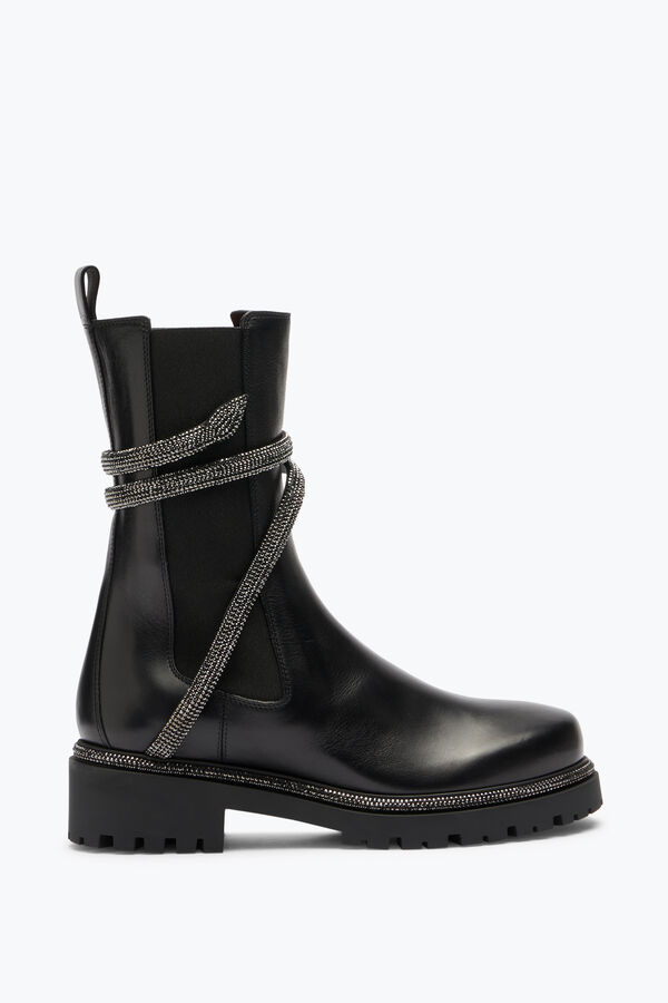 jeweled cleo combat black biker boots rene caovilla