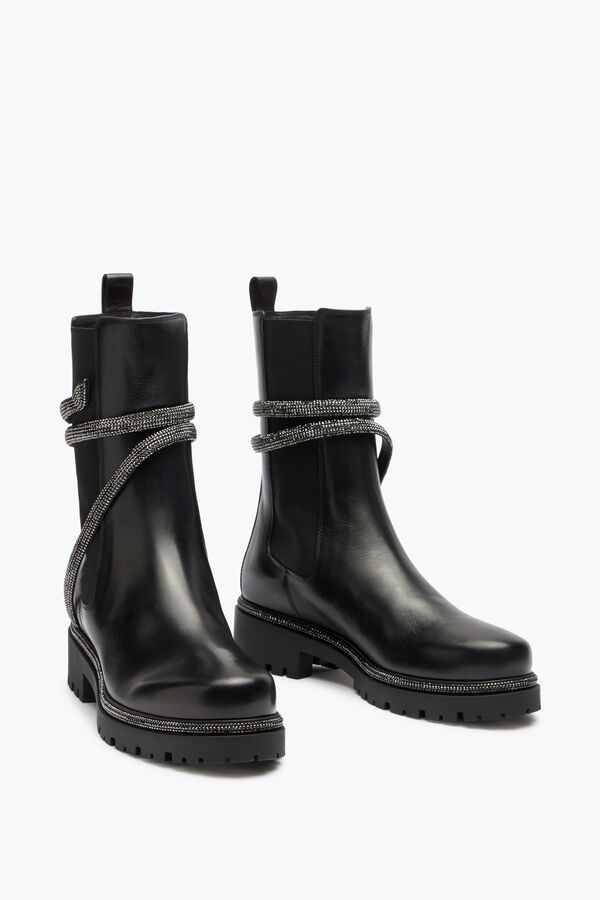 jeweled cleo combat black biker boots rene caovilla