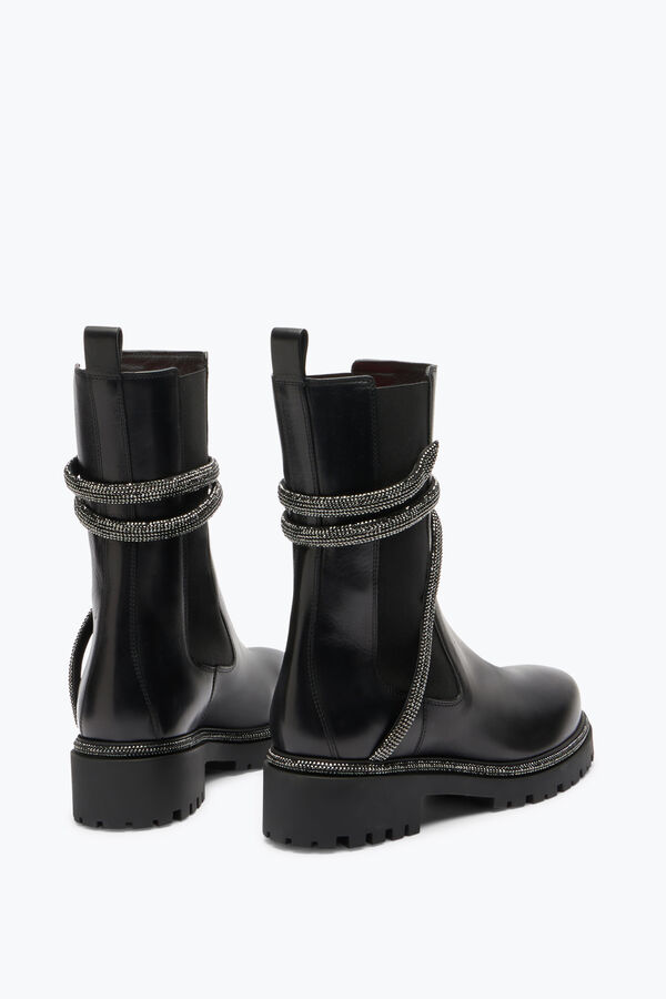 jeweled cleo combat black biker boots rene caovilla