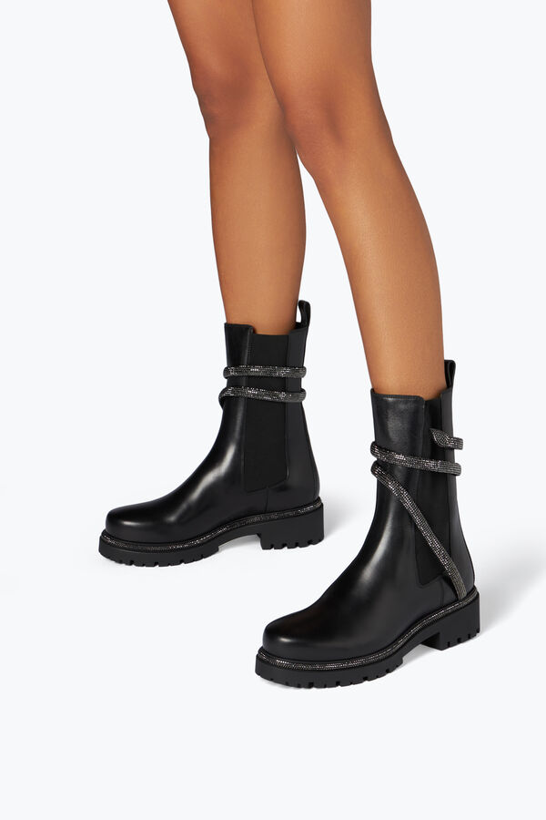 jeweled cleo combat black biker boots rene caovilla