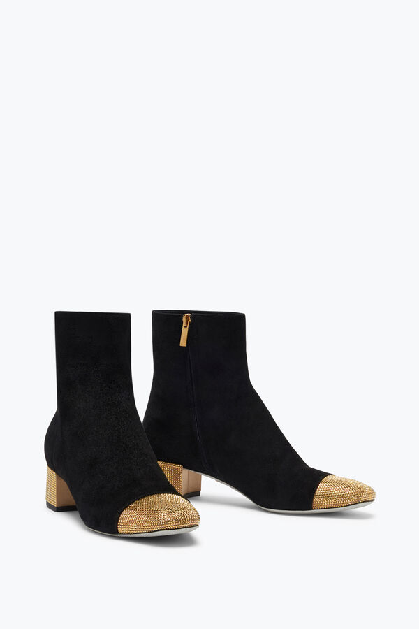 jeweled bonnie black and gold bootie 40 rene caovilla