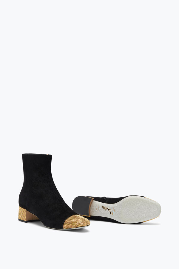 jeweled bonnie black and gold bootie 40 rene caovilla