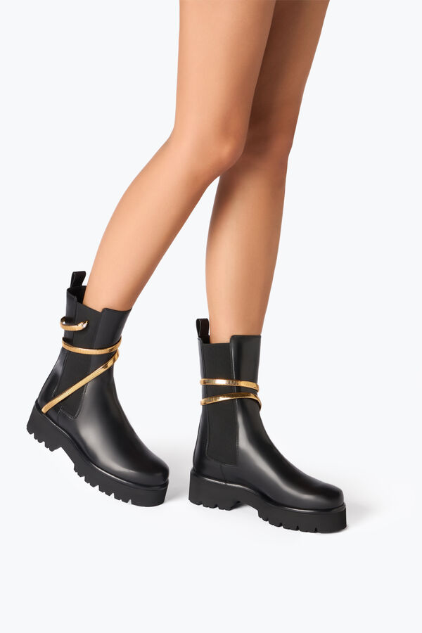 jeweled juniper black and gold biker boot 45 rene caovilla