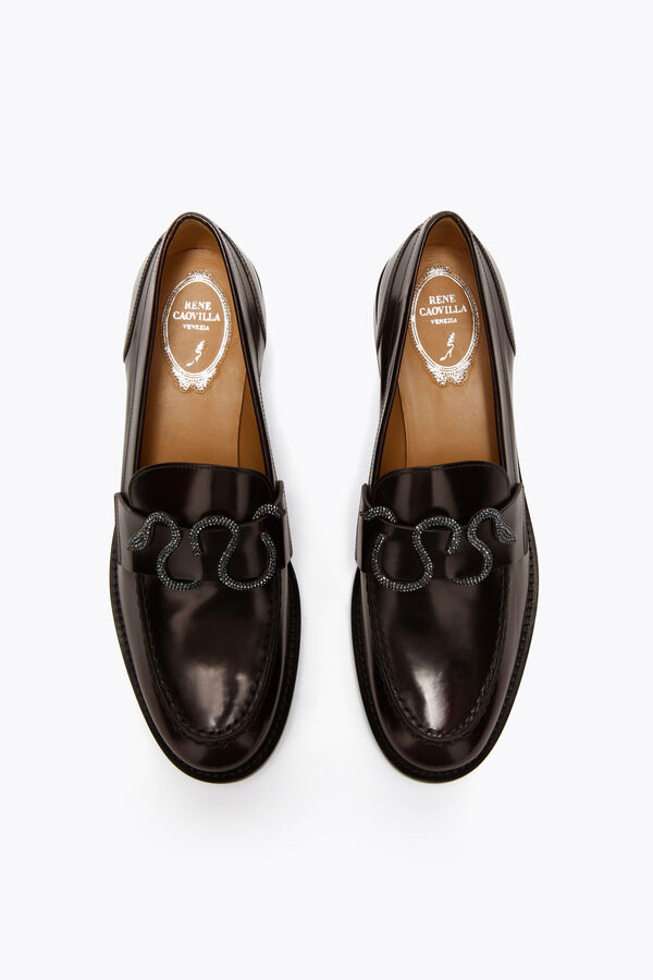 jeweled morgana dark brown loafer with crystals 20 rene caovilla