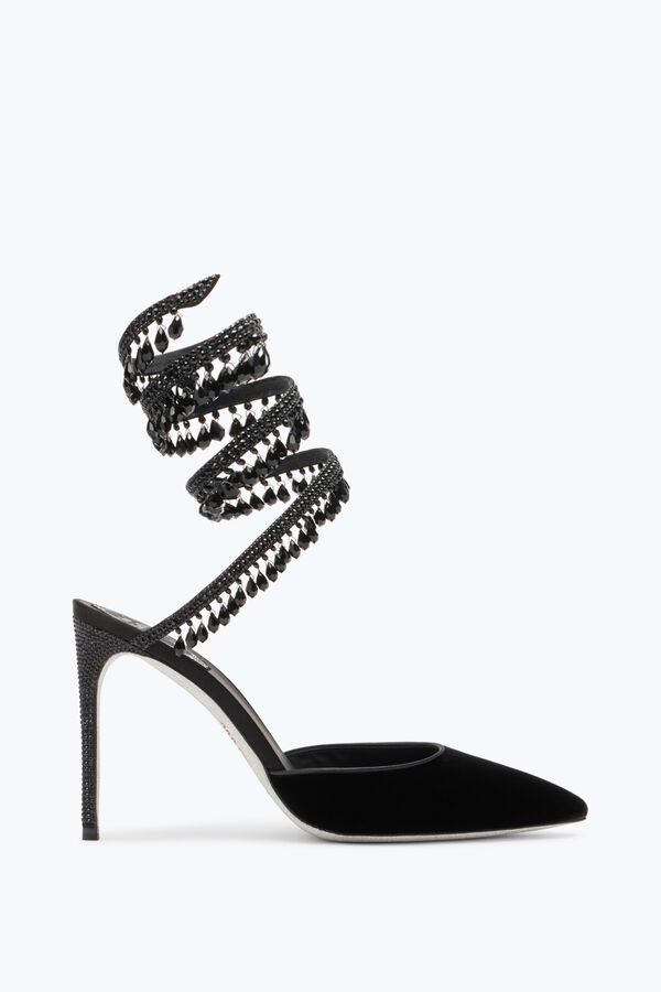 jeweled black pumps in velvet chandelier rene caovilla