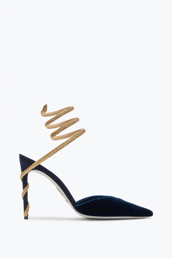 jeweled margot deep blue slingback pump 105 rene caovilla