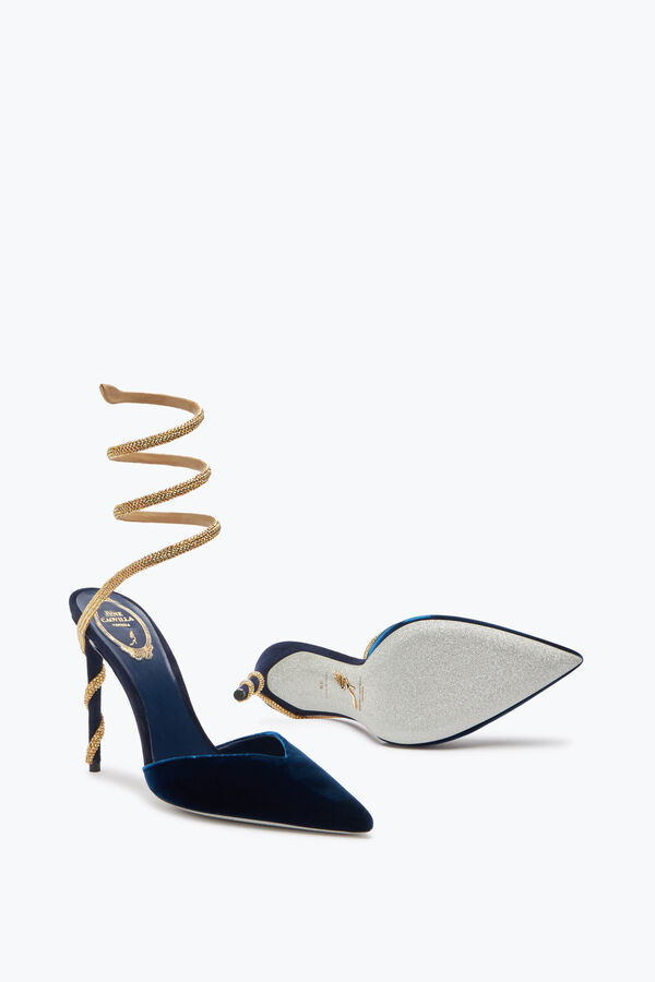 jeweled margot deep blue slingback pump 105 rene caovilla