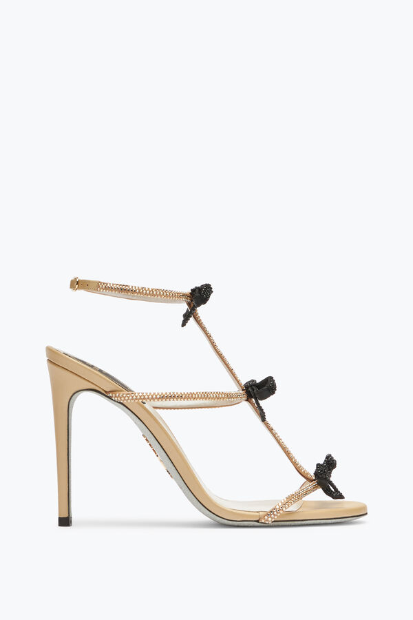 jeweled caterina neutral sandal with black and gold crystals 105 rene caovilla