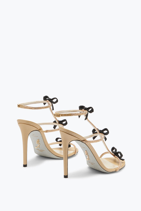 jeweled caterina neutral sandal with black and gold crystals 105 rene caovilla