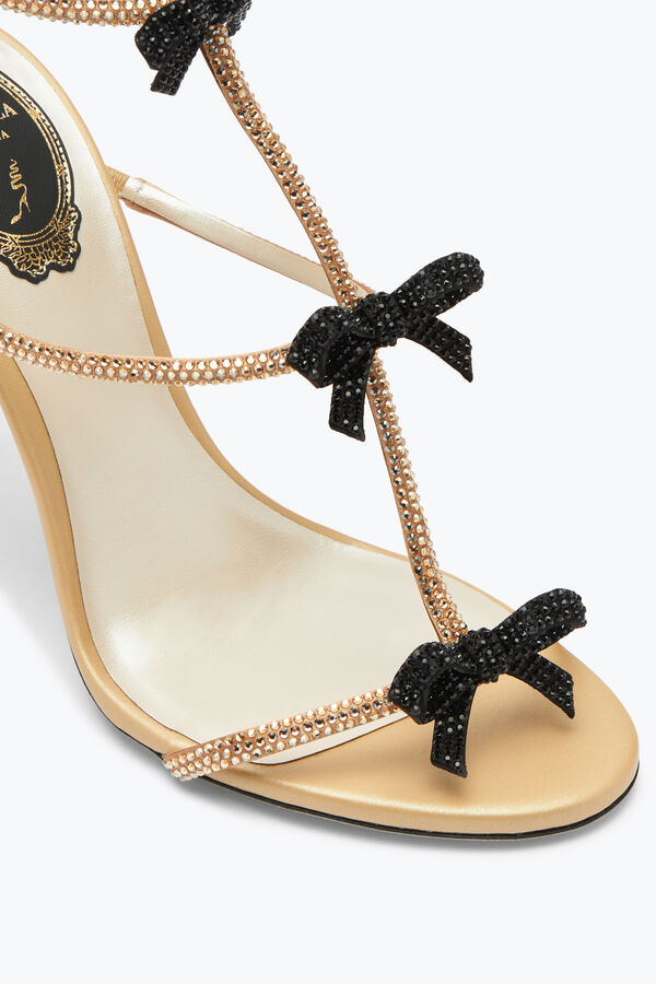 jeweled caterina neutral sandal with black and gold crystals 105 rene caovilla