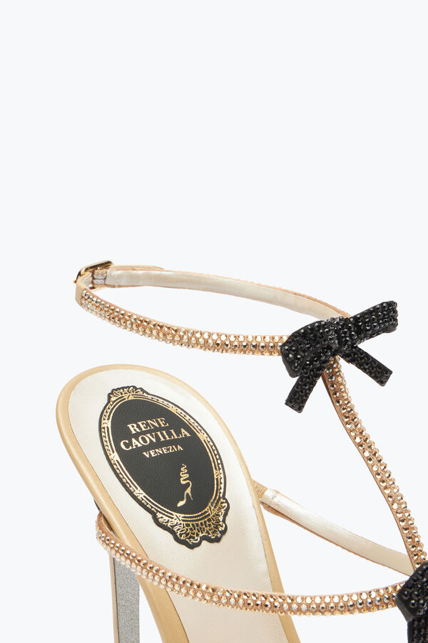 jeweled caterina neutral sandal with black and gold crystals 105 rene caovilla