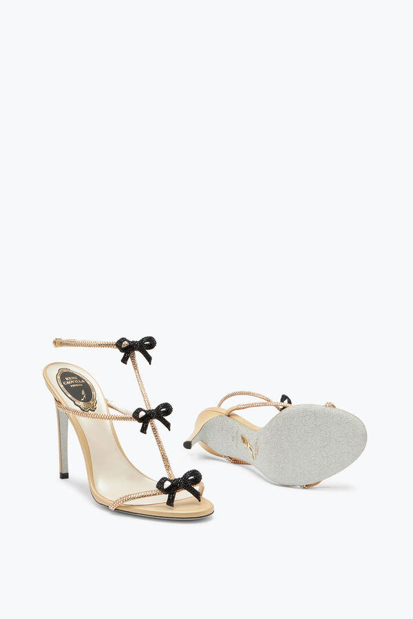 jeweled caterina neutral sandal with black and gold crystals 105 rene caovilla
