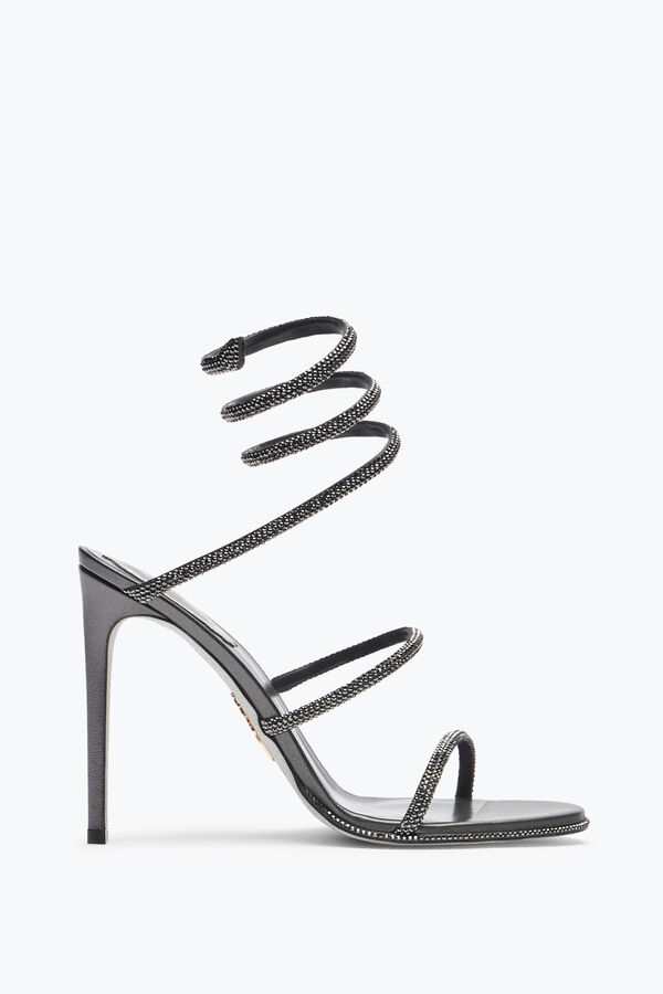 jeweled cleo anthracite sandal with crystals 105 rene caovilla