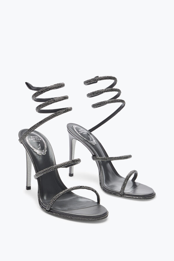jeweled cleo anthracite sandal with crystals 105 rene caovilla