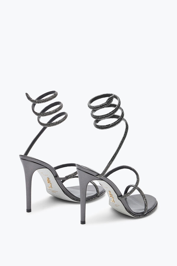 jeweled cleo anthracite sandal with crystals 105 rene caovilla