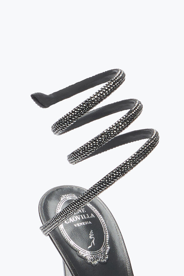 jeweled cleo anthracite sandal with crystals 105 rene caovilla