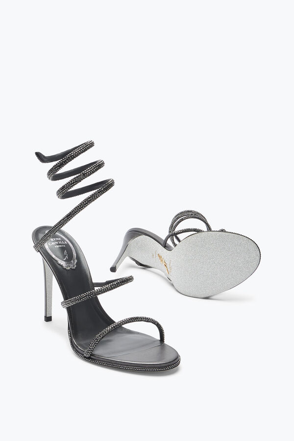 jeweled cleo anthracite sandal with crystals 105 rene caovilla