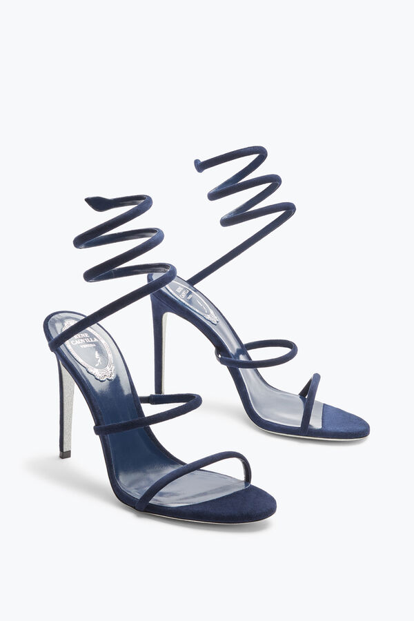 jeweled cleo blue suede sandal 105 rene caovilla
