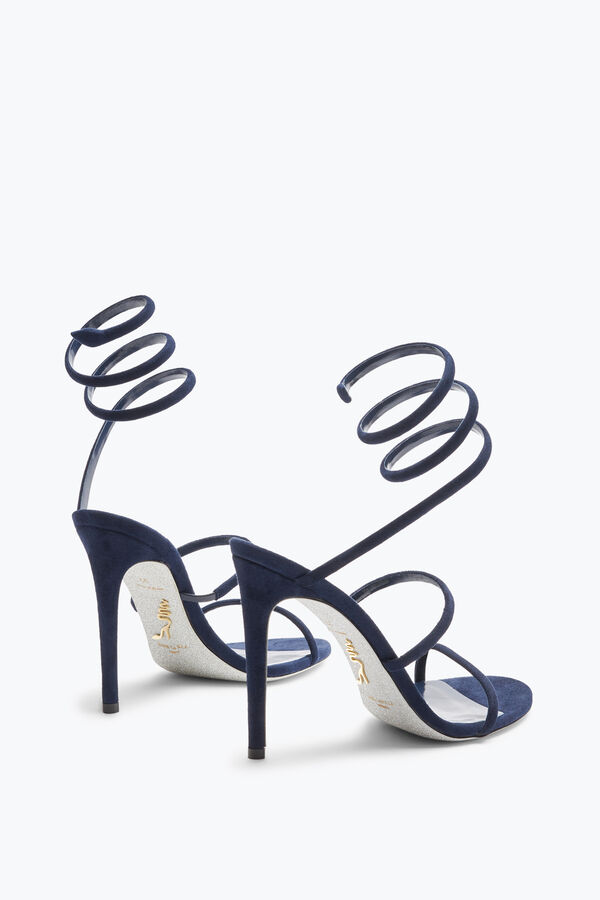 jeweled cleo blue suede sandal 105 rene caovilla