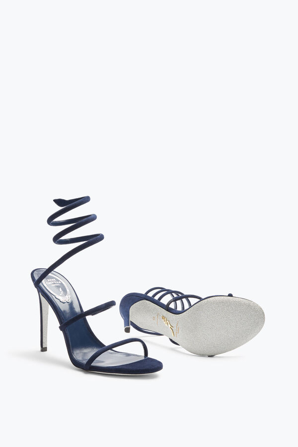 jeweled cleo blue suede sandal 105 rene caovilla