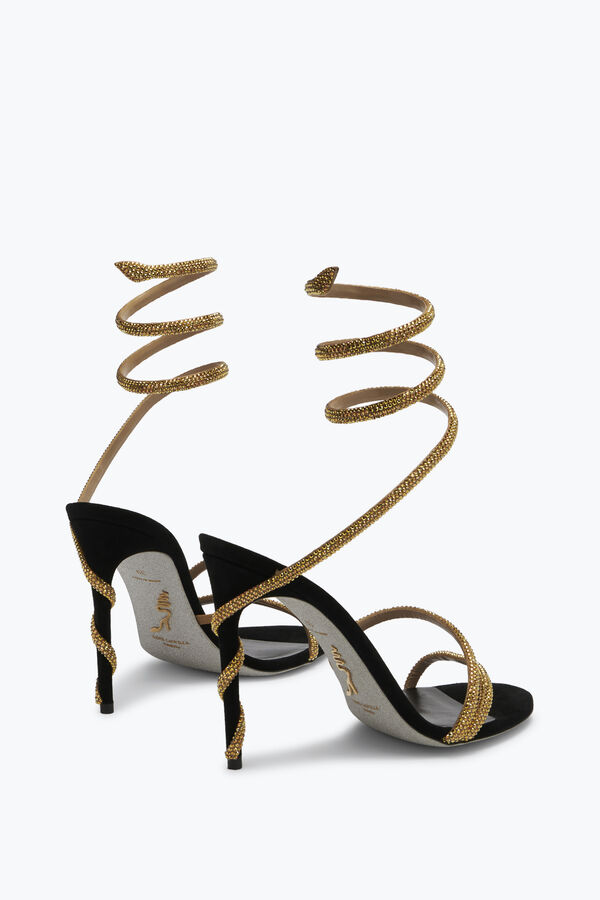 jeweled margot black jewel sandals snake rene caovilla