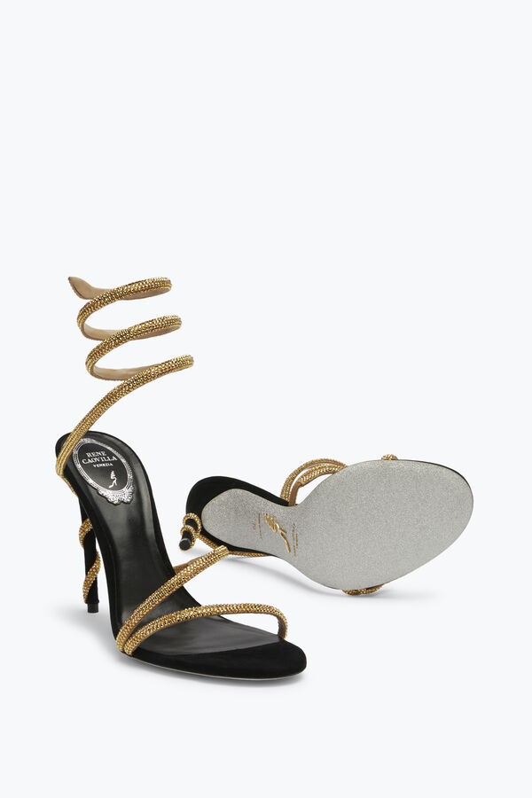jeweled margot black jewel sandals snake rene caovilla