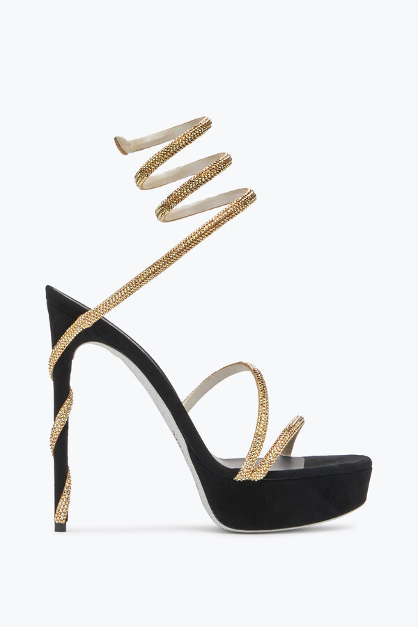 jeweled margot crystal black-gold platform sandal 130 rene caovilla