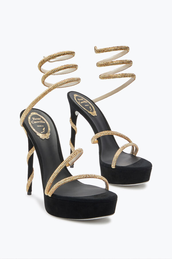 jeweled margot crystal black-gold platform sandal 130 rene caovilla