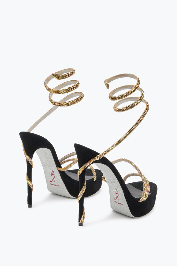 jeweled margot crystal black-gold platform sandal 130 rene caovilla