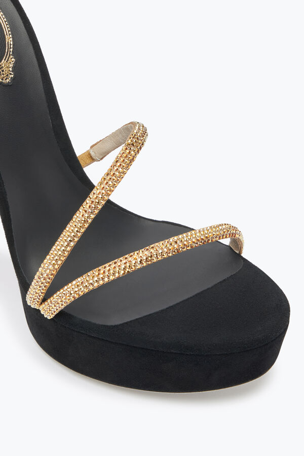 jeweled margot crystal black-gold platform sandal 130 rene caovilla