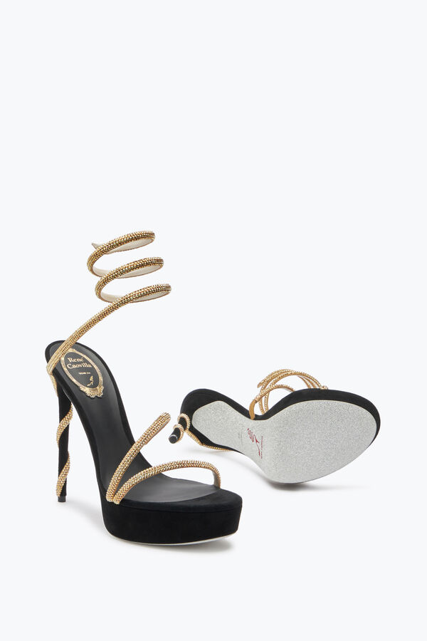 jeweled margot crystal black-gold platform sandal 130 rene caovilla