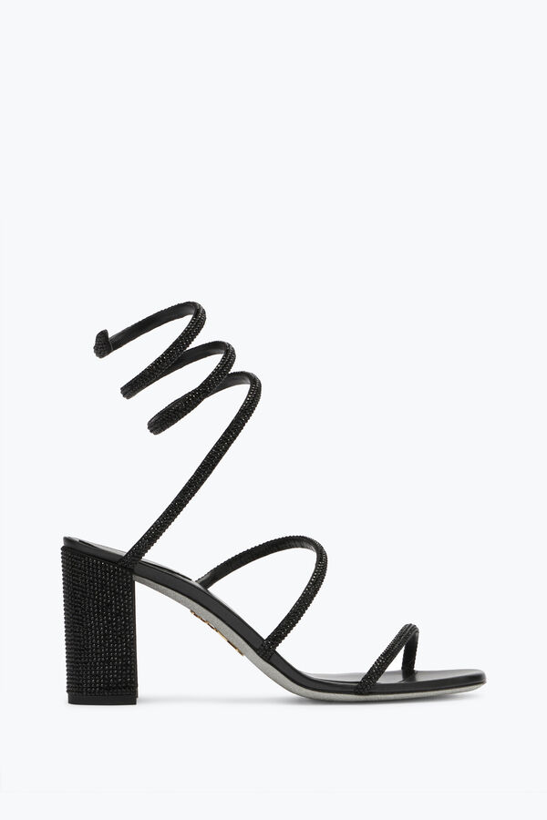 jeweled cleo block-heeled crystal black sandal 80 rene caovilla