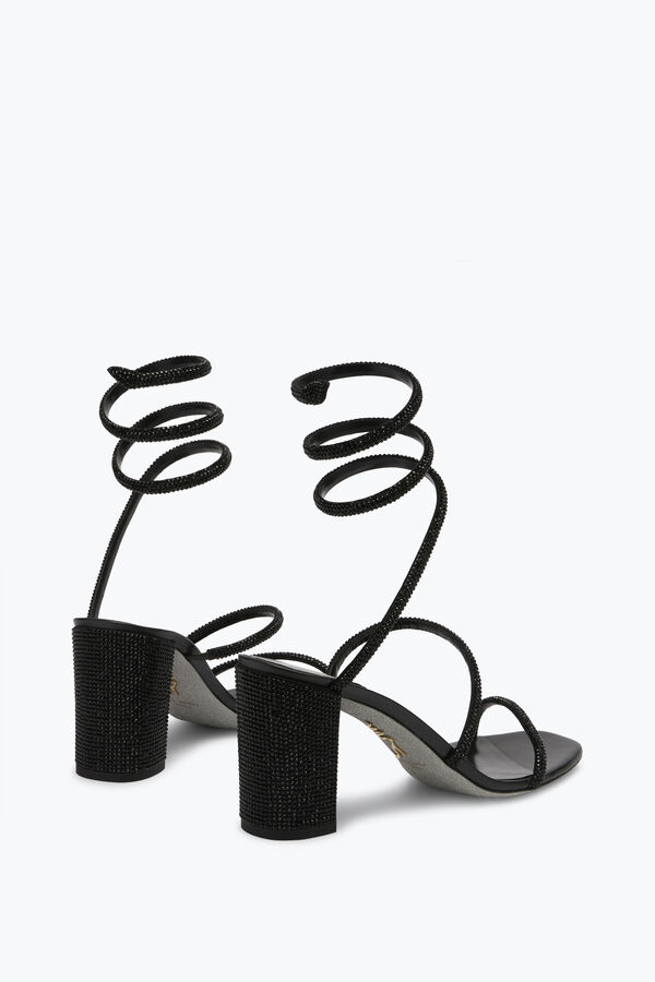 jeweled cleo block-heeled crystal black sandal 80 rene caovilla