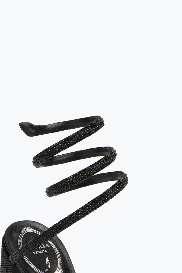 jeweled cleo block-heeled crystal black sandal 80 rene caovilla