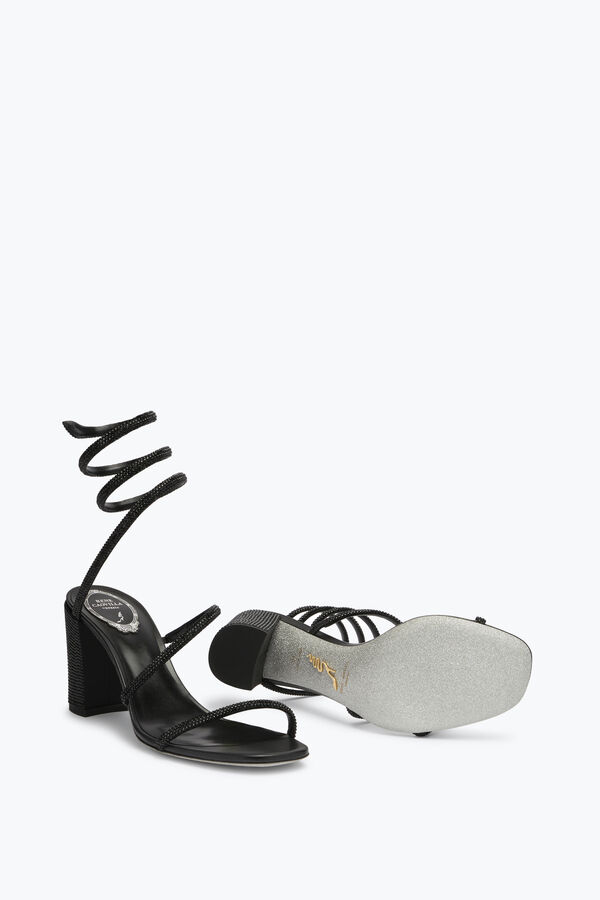 jeweled cleo block-heeled crystal black sandal 80 rene caovilla