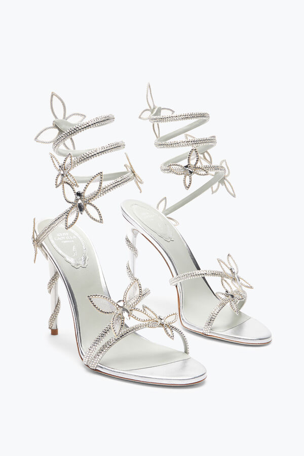 jeweled margot mirrored gray sandal with butterflies 105 rene caovilla
