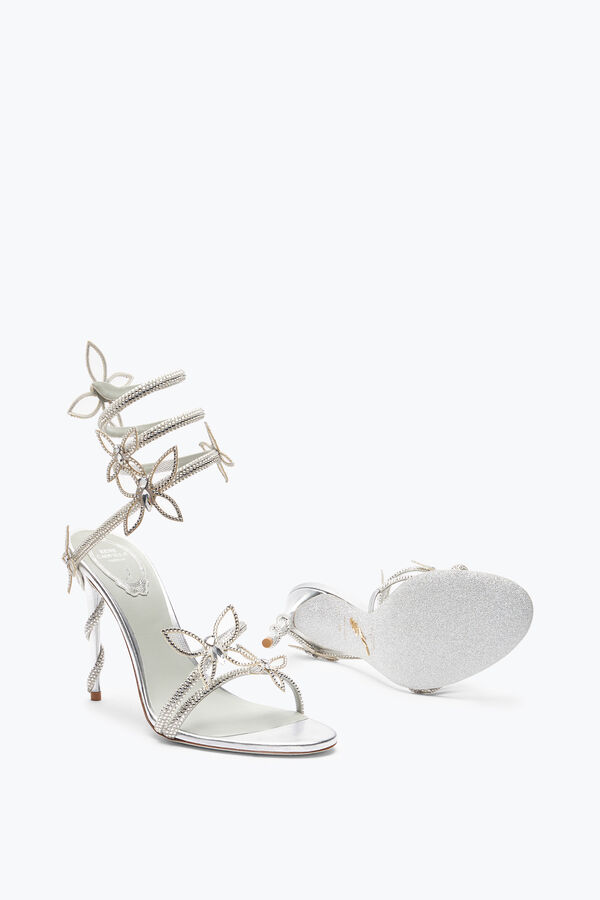 jeweled margot mirrored gray sandal with butterflies 105 rene caovilla