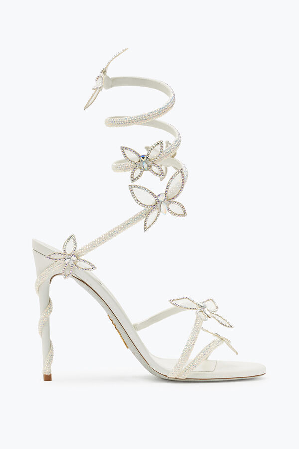jeweled margot white sandal with butterflies 105 rene caovilla