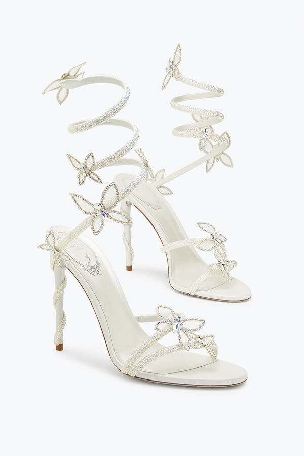 jeweled margot white sandal with butterflies 105 rene caovilla