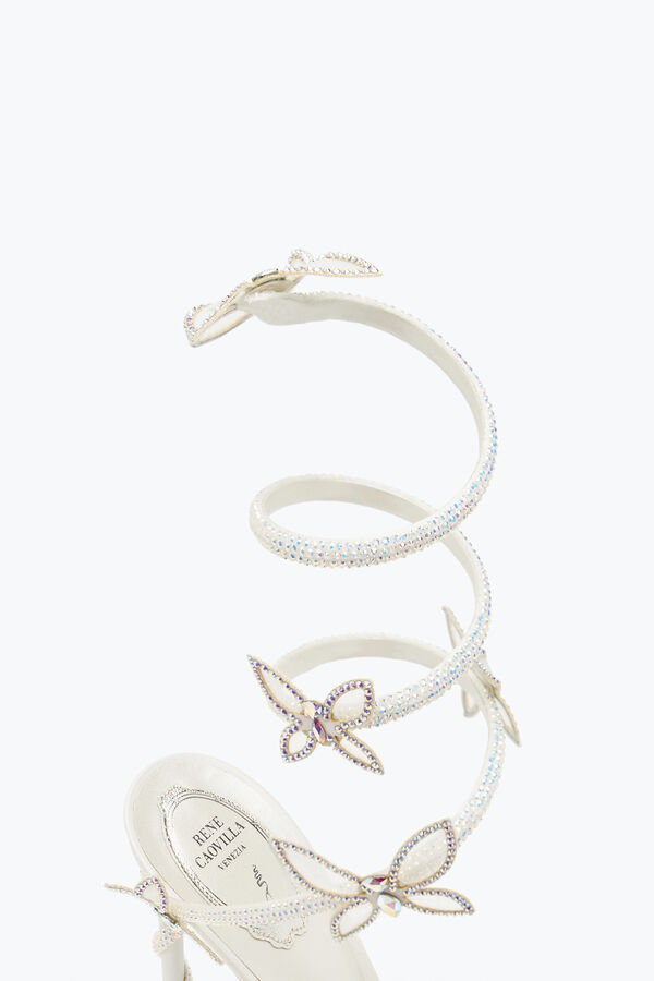jeweled margot white sandal with butterflies 105 rene caovilla