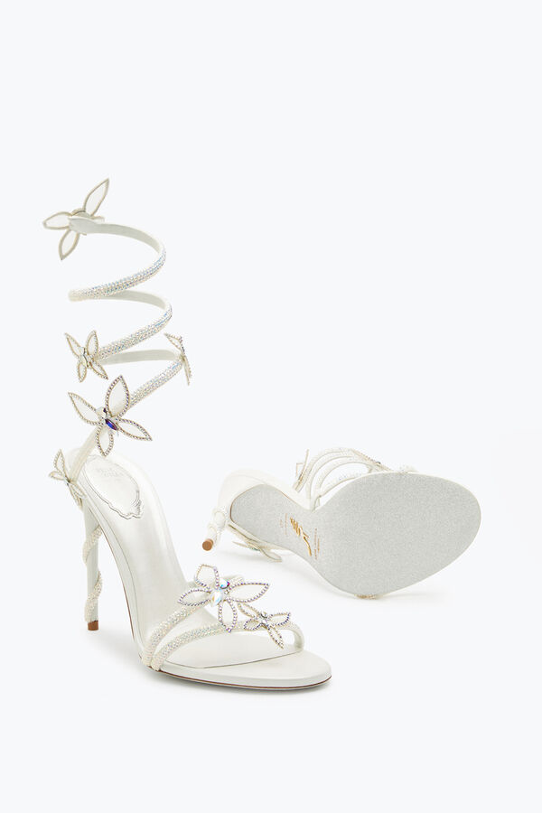 jeweled margot white sandal with butterflies 105 rene caovilla