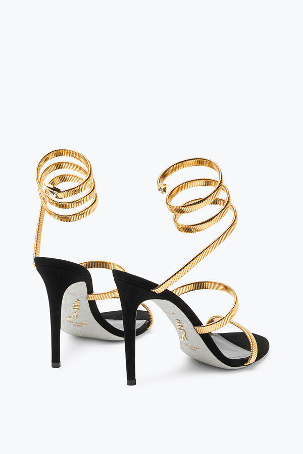 jeweled juniper black and gold sandal 105 rene caovilla