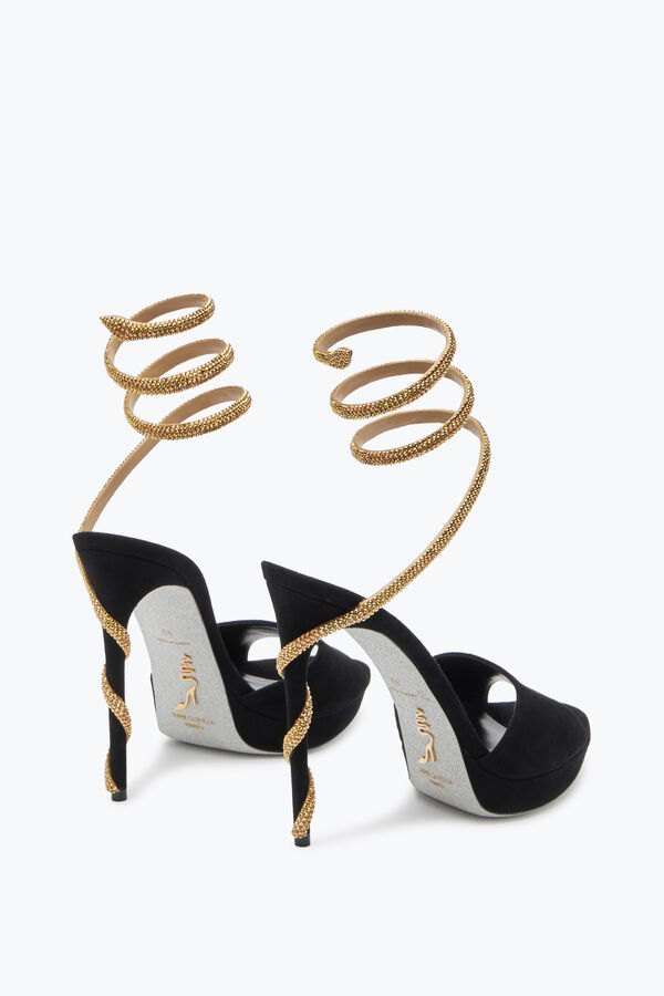jeweled margot black suede and gold platform sandal 120 rene caovilla