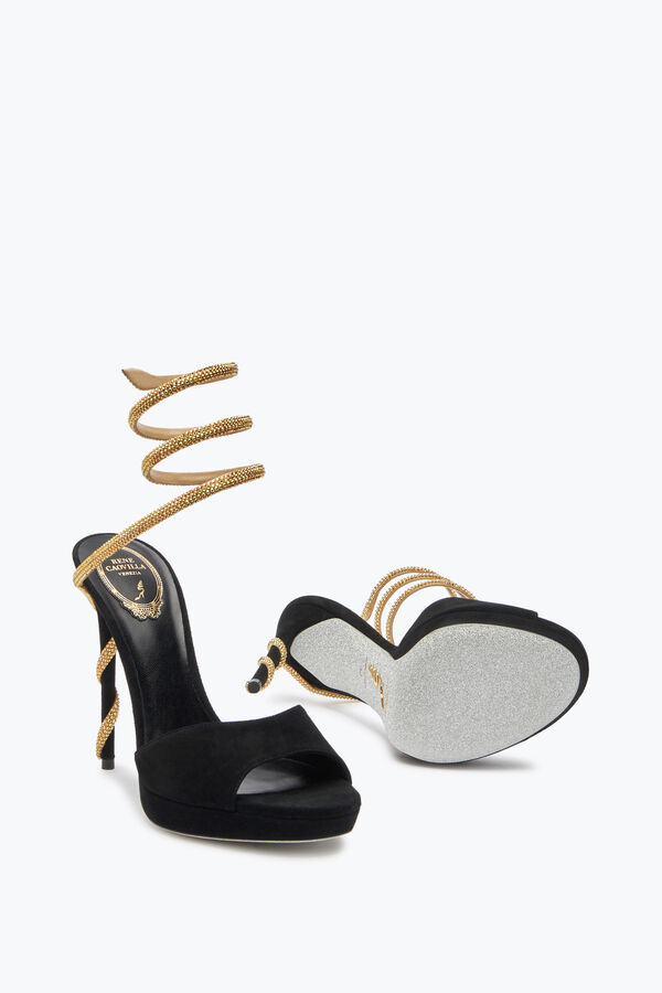 jeweled margot black suede and gold platform sandal 120 rene caovilla