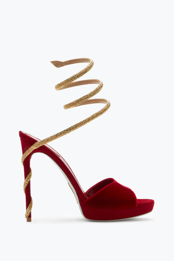 jeweled margot red velvet sandal 120 rene caovilla