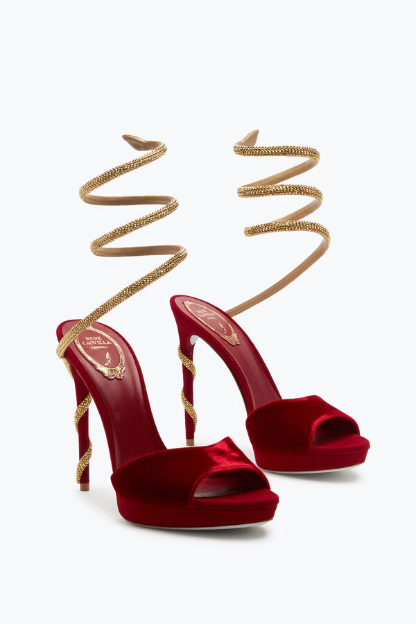 jeweled margot red velvet sandal 120 rene caovilla