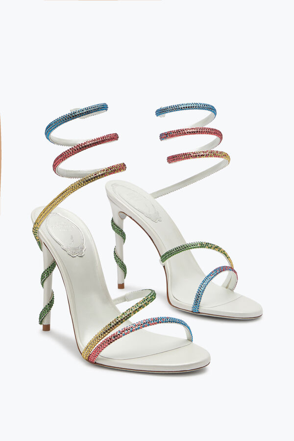 jeweled margot white sandal with rainbow crystals 105 rene caovilla