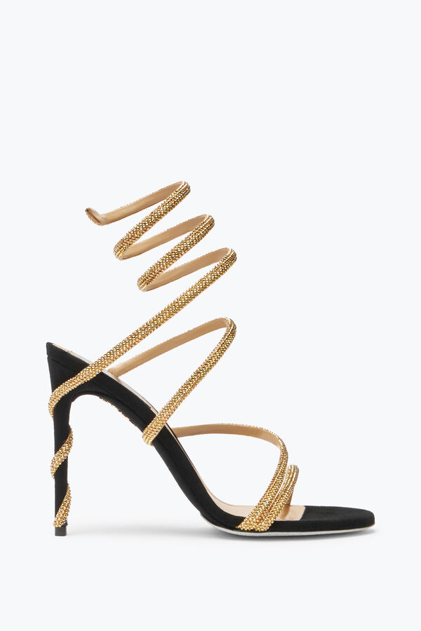 jeweled margot black and gold sandal 105 rene caovilla