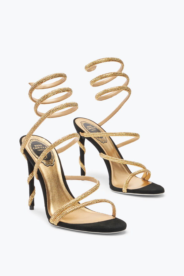 jeweled margot black and gold sandal 105 rene caovilla