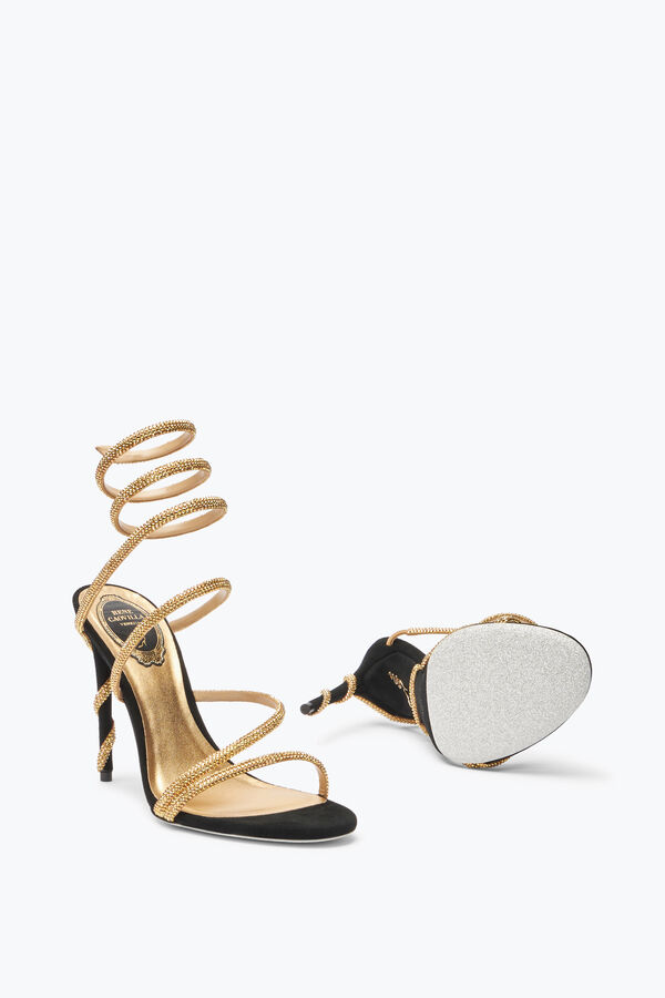 jeweled margot black and gold sandal 105 rene caovilla